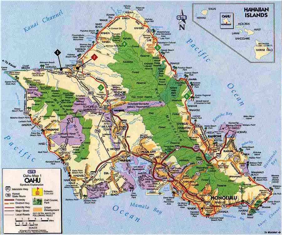 Map of Oahu
