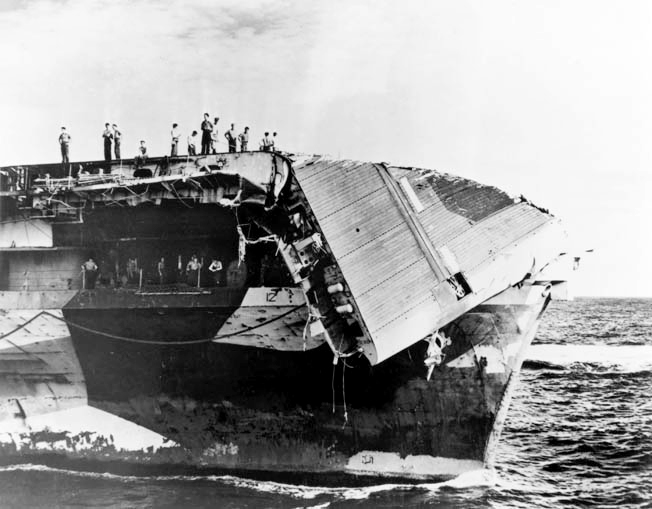 Typhoon Damage USS Hornet